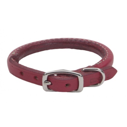 Circle T Oak Tanned Leather Round Dog Collar - Red - 14\