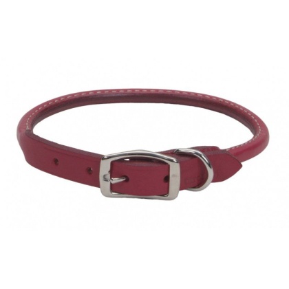 Circle T Oak Tanned Leather Round Dog Collar - Red - 16\