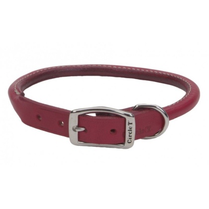 Circle T Oak Tanned Leather Round Dog Collar - Red - 18\