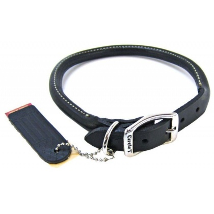 Circle T Pet Leather Round Collar - Black - 16\