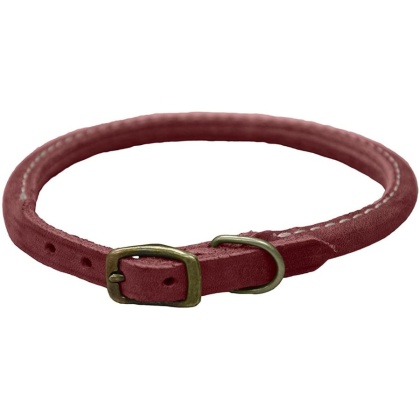 Circle T Rustic Leather Dog Collar Brick Red - 5/8\