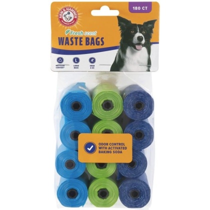 Arm and Hammer Dog Waste Refill Bags Fresh Scent Assorted Colors - 180 count