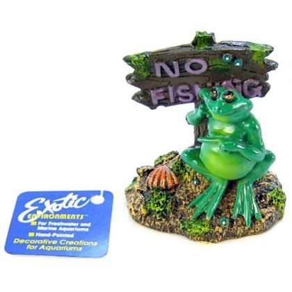 Blue Ribbon Pot Belly Frog No Fishing Sign Ornament - 3\