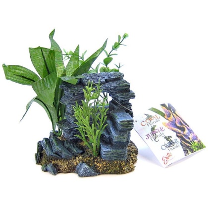 Blue Ribbon Rock Arch with Plants Ornament - Small - 5.5\