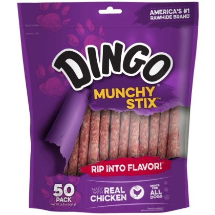 Dingo Muchy Stix Chicken & Munchy Rawhide Chew - 50 Pack