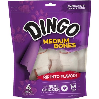 Dingo Meat in the Middle Rawhide Chew Bones - Medium - 6\