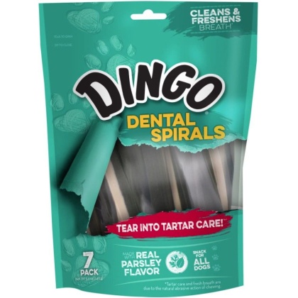 Dingo Dental Spirals Fresh Breath Dog Treats - Regular - 7 Pack