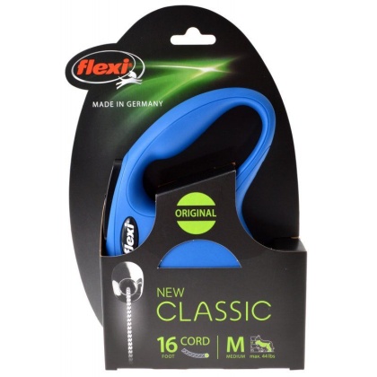Flexi New Classic Retractable Cord Leash - Blue - Medium - 16\' Lead (Pets up to 44 lbs)