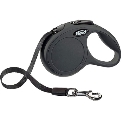 Flexi New Classic Retractable Tape Leash - Black - X-Small - 10\' Lead (Pets up to 26 lbs)