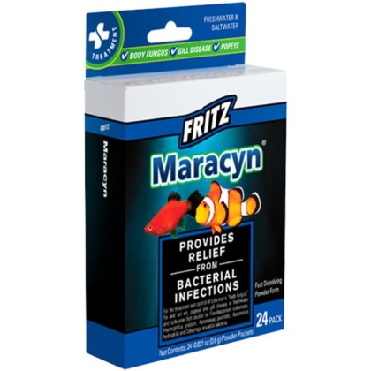 Fritz Maracyn Bacterial Treatment Powder for Freshwater and Saltwater Aquariums - 24 Count