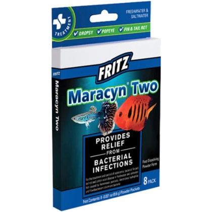 Fritz Maracyn Two Bacterial Medication Powder for Freshwater and Saltwater Aquariums - 8 Count