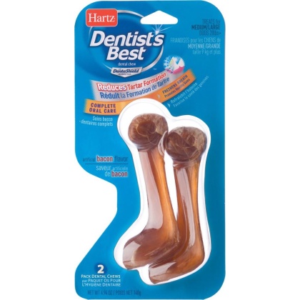 Hartz Dentist\'s Best Dental Chew with DentaShield - Bacon Flavor - Medium/Large (2 Pack)