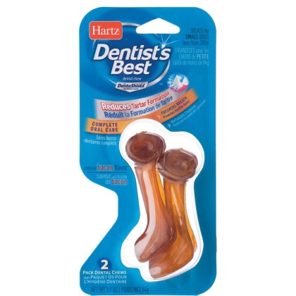 Hartz Dentist\'s Best Dental Chew with DentaShield - Bacon Flavor - Small (2 Pack)