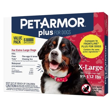 PetArmor Plus Flea and Tick Treatment for X-Large Dogs (89-132 Pounds) - 6 count