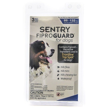 Sentry FiproGuard for Dogs - Dogs 89-132 lbs (3 Doses)