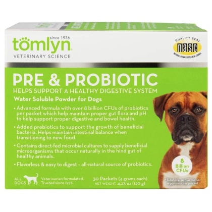 Tomlyn Pre and Probiotic Water Soluble Powder for Dogs - 30 count