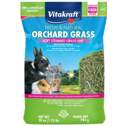 Vitakraft Fresh & Natural Orchard Grass - Soft Stemmed Grass Hay - 28 oz