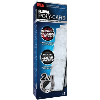 Fluval Underwater Filter Stage 2 Polyester/Carbon Cartridges - U3 Filter Cartridge (2 Pack)