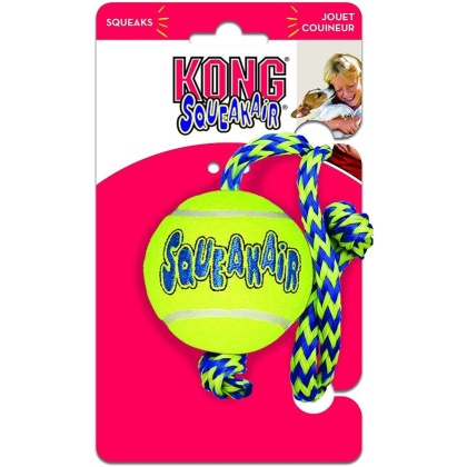 Kong Squeakers Tennis Ball with Rope - Medium