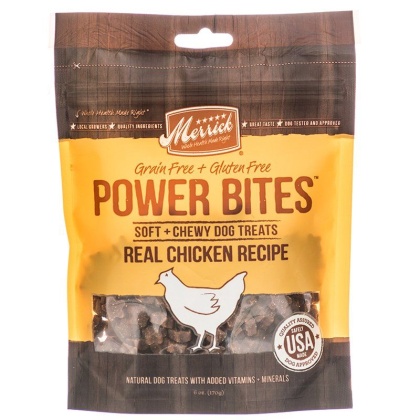 Merrick Power Bites Soft & Chewy Dog Treats - Real Chicken Recipe - 6 oz