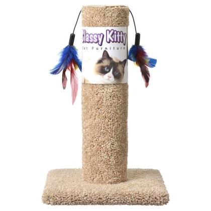 Classy Kitty Cat Scratching Post with Feathers - 17.5\