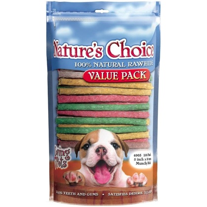 Loving Pets Nature\'s Choice Rawhide Munchy Stick Value Pack - 100 Pack (5\