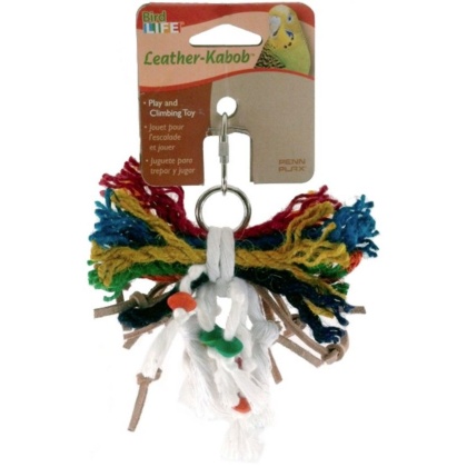 Penn Plax Bird Life Leather-Kabob Parakeet Toy - 4.5\
