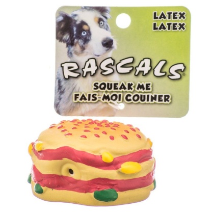 Rascals Latex Hamburger Dog Toy - 2.5