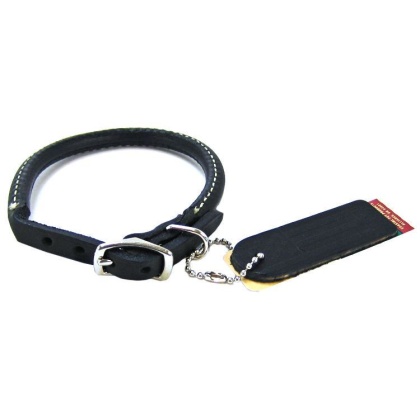 Circle T Pet Leather Round Collar - Black - 12