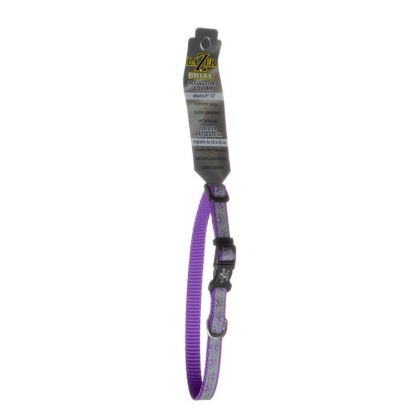 Lazer Brite Reflective Open-Design Adjustable Dog Collar - Purple Daisy - 8\