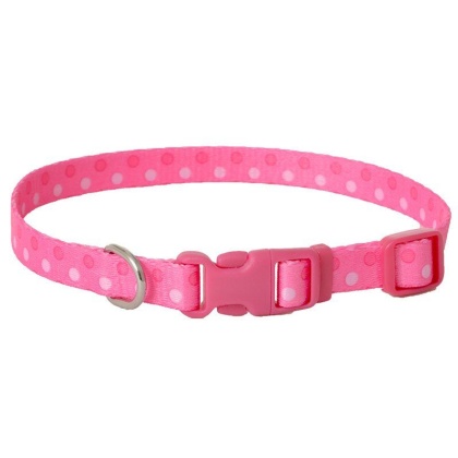 Pet Attire Styles Polka Dot Pink Adjustable Dog Collar - 8