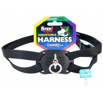 Coastal Pet Size Right Nylon Adjustable Harness - Black - Medium (Girth Size 24\