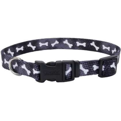 Coastal Pet Styles Nylon Adjustable Dog Collar Black Bones 1\