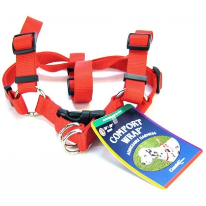 Tuff Collar Comfort Wrap Nylon Adjustable Harness - Red - Large (Girth Size 26