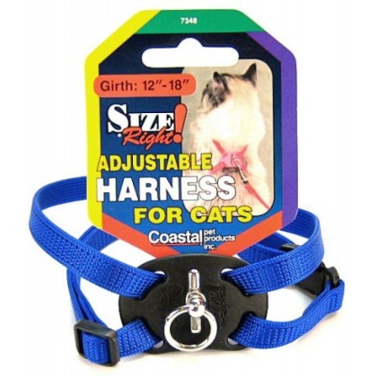 Coastal Pet Size Right Nylon Adjustable Cat Harness - Blue - Girth Size 12