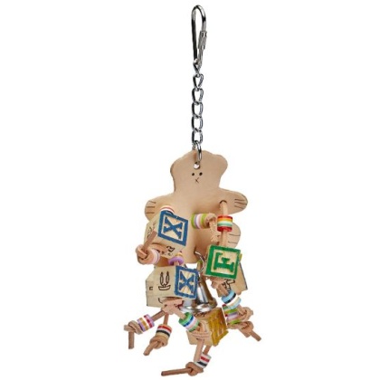 AE Cage Company Happy Beaks Leather Bear with ABC Blocks Assorted Bird Toy - 1 count