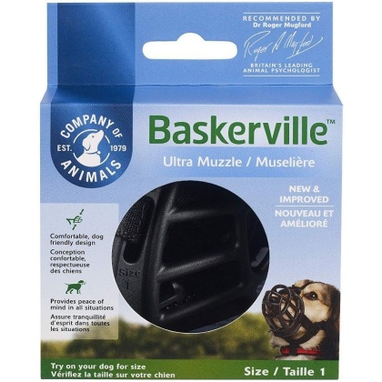 Baskerville Ultra Muzzle for Dogs - Size 1 - Dogs 10-15 lbs - (Nose Circumference 8.6\