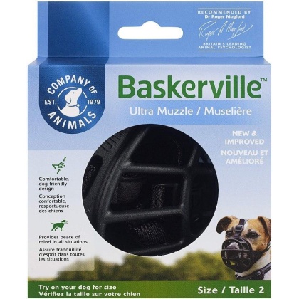 Baskerville Ultra Muzzle for Dogs - Size 2 - Dogs 12-25 lbs - (Nose Circumference 10.5\