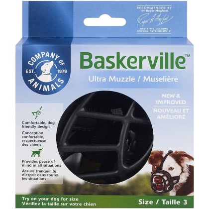 Baskerville Ultra Muzzle for Dogs - Size 3 - Dogs 25-45 lbs - (Nose Circumference 11\