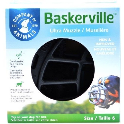 Baskerville Ultra Muzzle for Dogs - Size 6 - Dogs 80-150 lbs - (Nose Circumference 16\