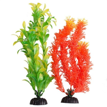 Aquatop Multi-Colored Aquarium Plants Orange and Green - 2 count