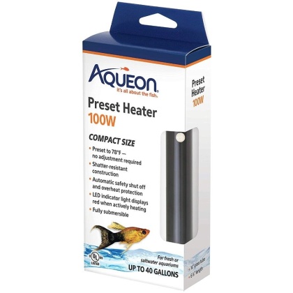 Aqueon Preset Aquarium Heater - 100 Watt (Aquariums up to 30 Gallons)