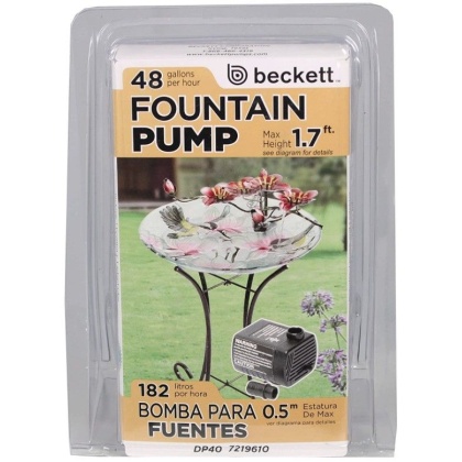 Beckett Crystal Pond and Fountain Water Pump - 48 GPH