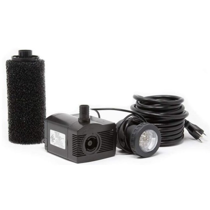Beckett Pond Pump with Pre-Filter and LED Light Kit - 458 GPH