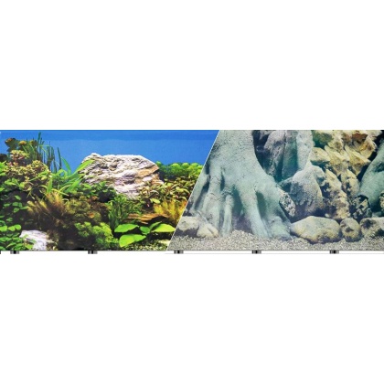 Blue Ribbon Freshwater Rock & Tree Trunks Double Sided Aquarium Background - 50\' Long x 19\