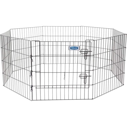 Petmate Exercise Pen Single Door with Snap Hook Design and Ground Stakes for Dogs Black - 24