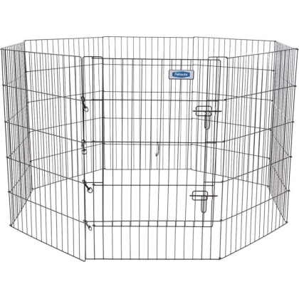 Petmate Exercise Pen Single Door with Snap Hook Design and Ground Stakes for Dogs Black - 36