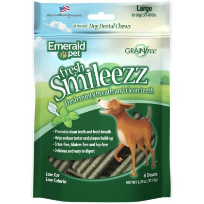 Emerald Pet Fresh Smileezz Dental Dog Treats Large - 6.25 oz