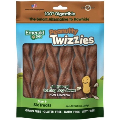 Emerald Pet Peanutty Twizzies Natural Dog Chews - 6 count