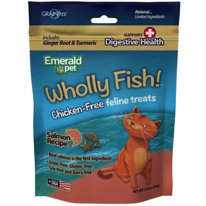 Emerald Pet Wholly Fish! Digestive Health Cat Treats Salmon Recipe - 3 oz